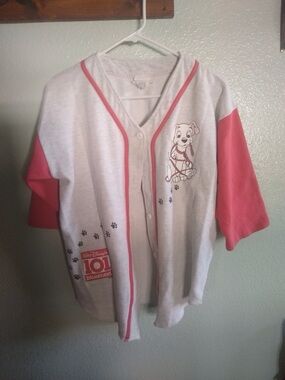 Disney 101 Dalmatians Button-Front Kids Shirt - White & Pink